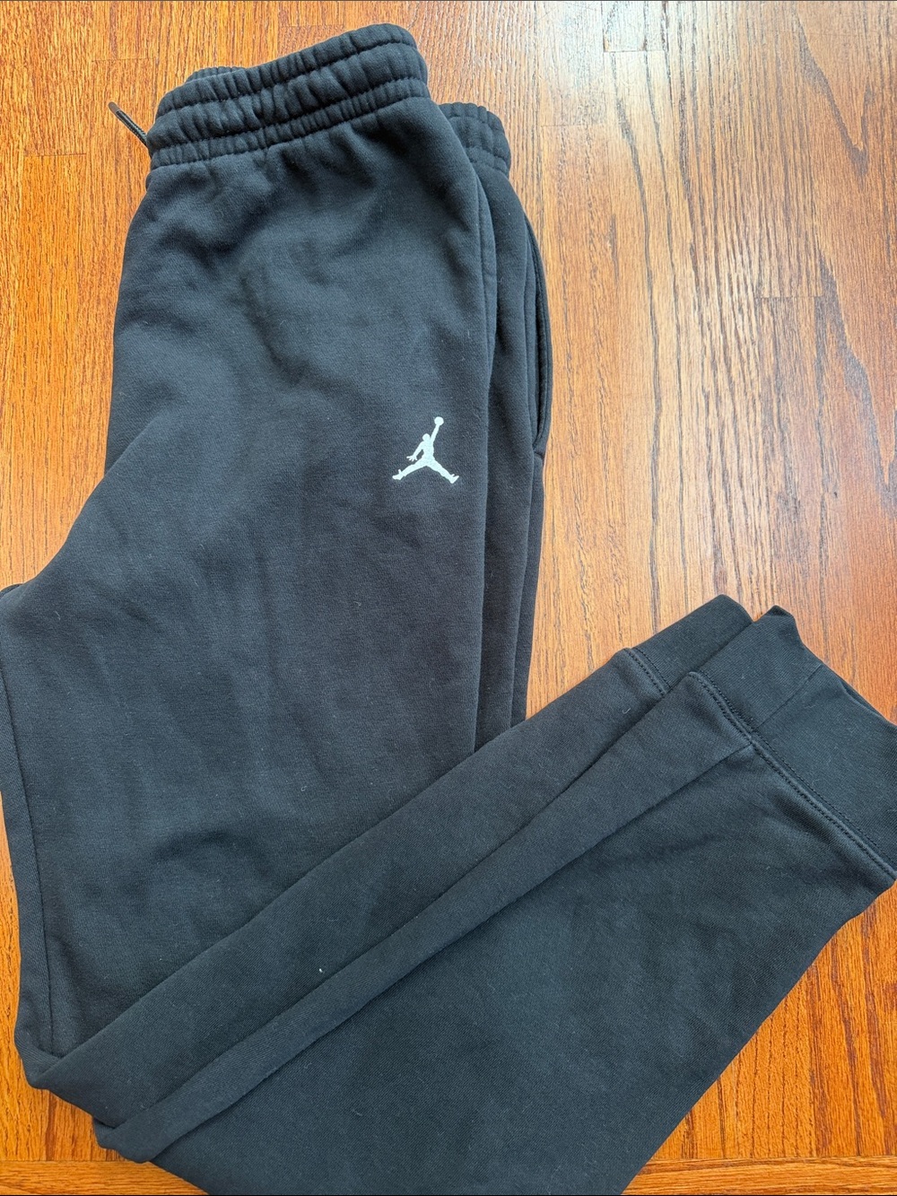 Jordan Black Sweat Fleece Joggers with White Jumpman